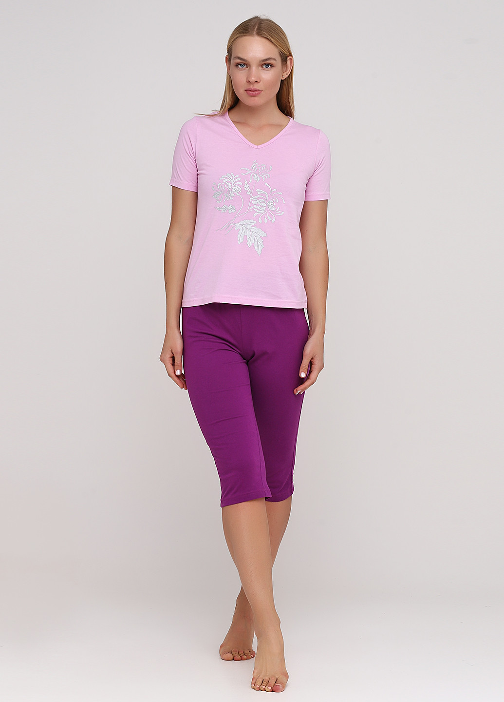 Лиловая всесезон пижама (футболка, бриджи) футболка + бриджи Aniele