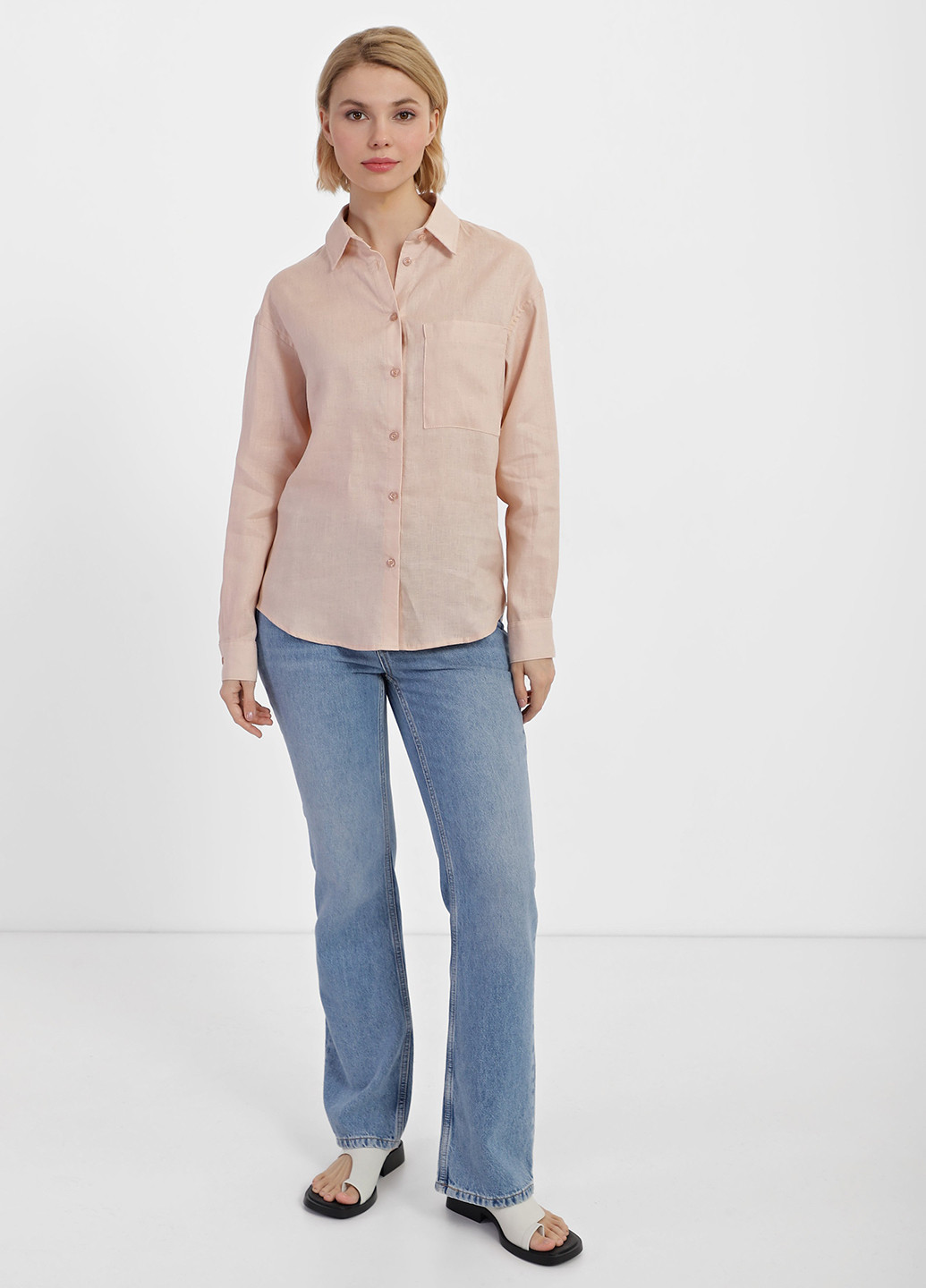 Пудровая кэжуал рубашка однотонная Braska