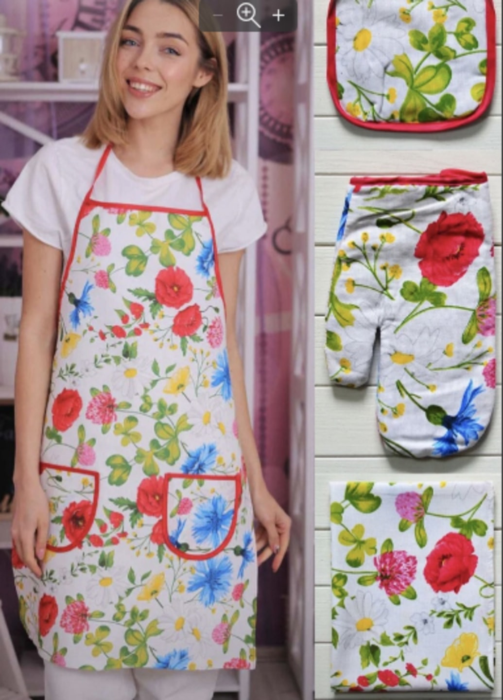 Кухонний набір фартух рукавичка прихватка рушник квіти (320159744) Francesco Marconi (205106717)