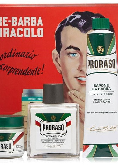Подарочный набор для бритья Vintage Selection Gino (cr/100 ml + sh/cr/150 ml + ash/cr/100 ml) Proraso (217039678)