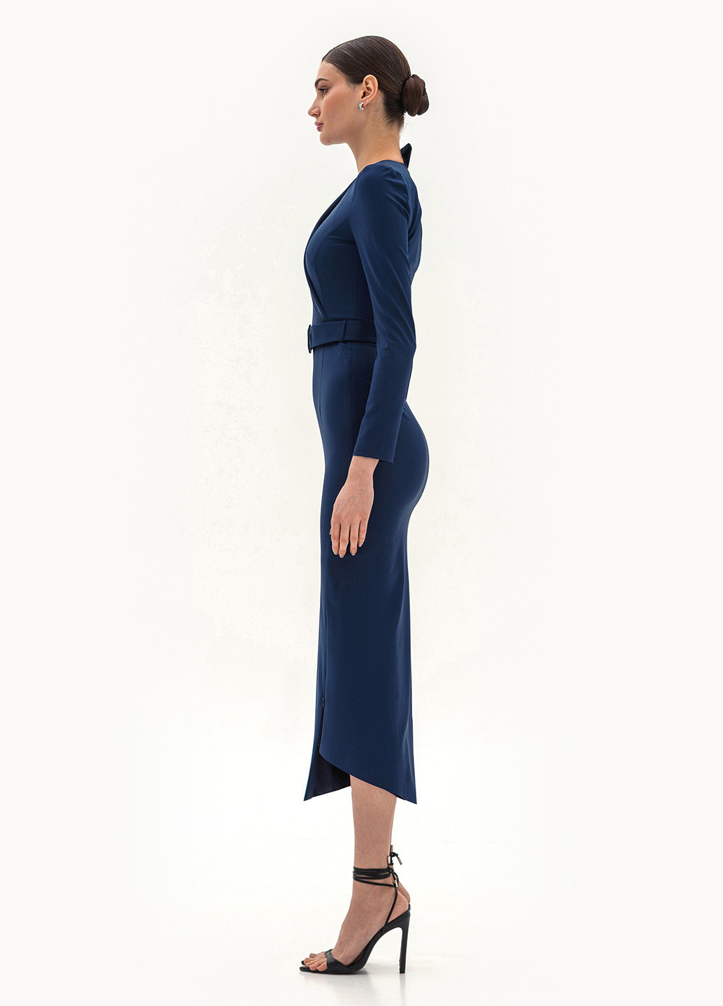 Индиго кэжуал платье на запах, футляр BGL однотонное