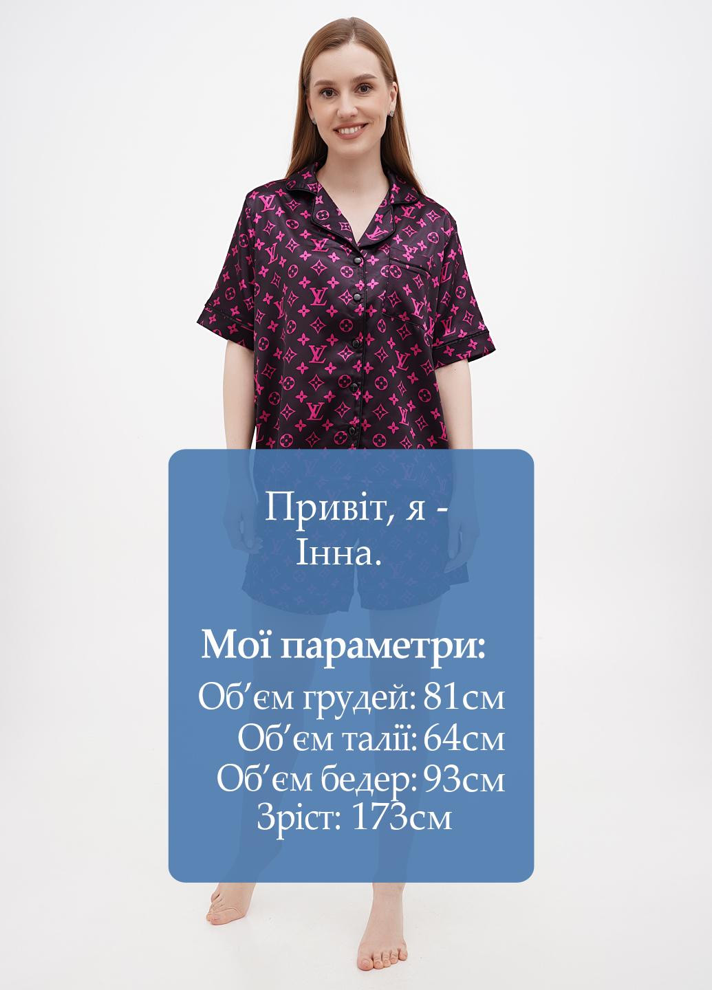 Малинова всесезон піжама (сорочка, шорти) сорочка + шорти No Brand