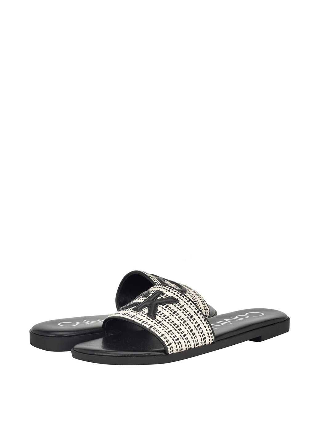Черно-белые шлепанцы Calvin Klein