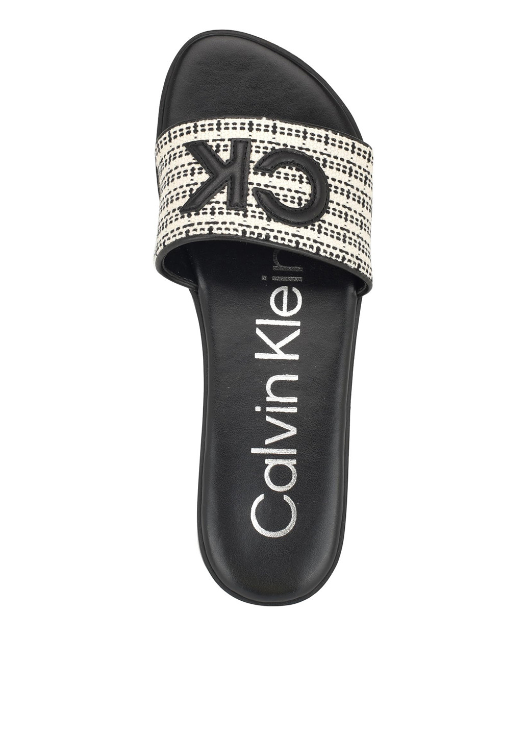 Черно-белые шлепанцы Calvin Klein