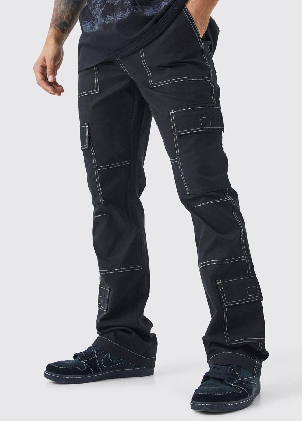 Черные кэжуал демисезонные карго брюки Boohoo