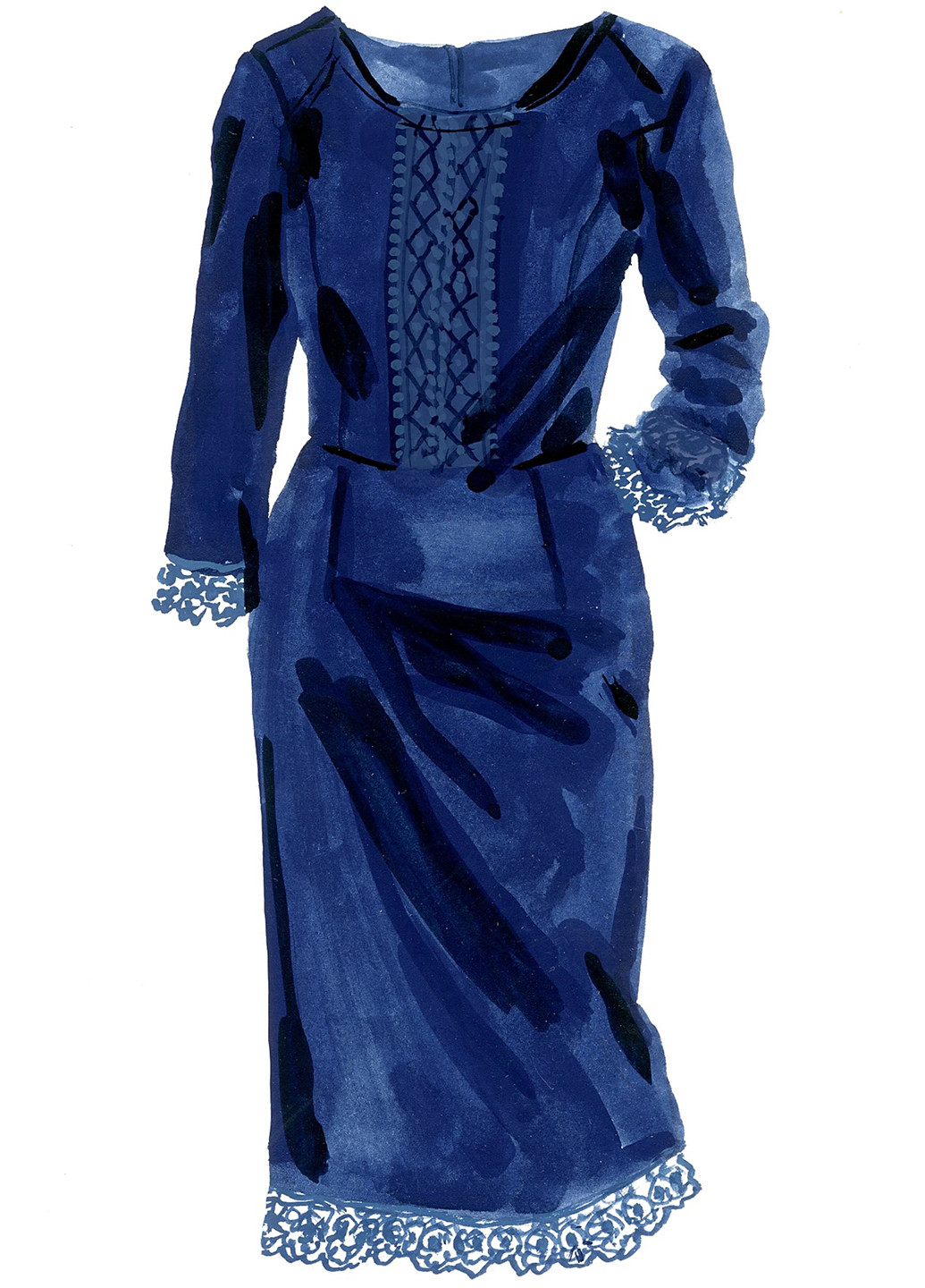 Темно-синее кэжуал платье футляр The J. Peterman Company однотонное