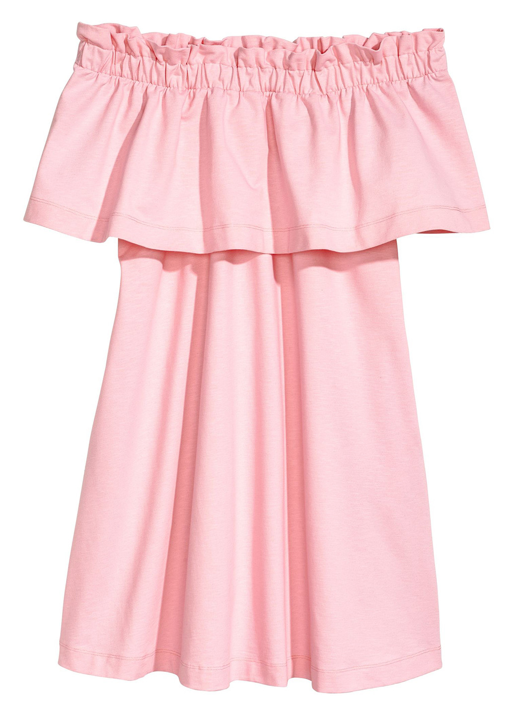 Светло-розовое кэжуал платье а-силуэт, с открытыми плечами H&M однотонное