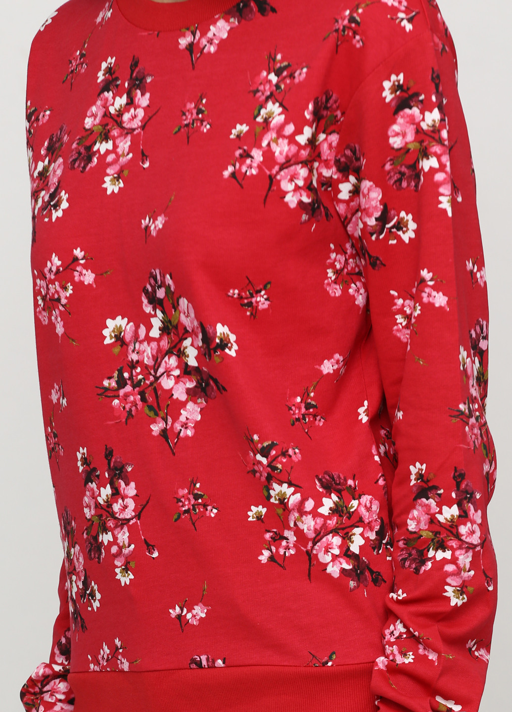 Світшот H&M - Прямий крій квітковий червоний кежуал - (152508527)