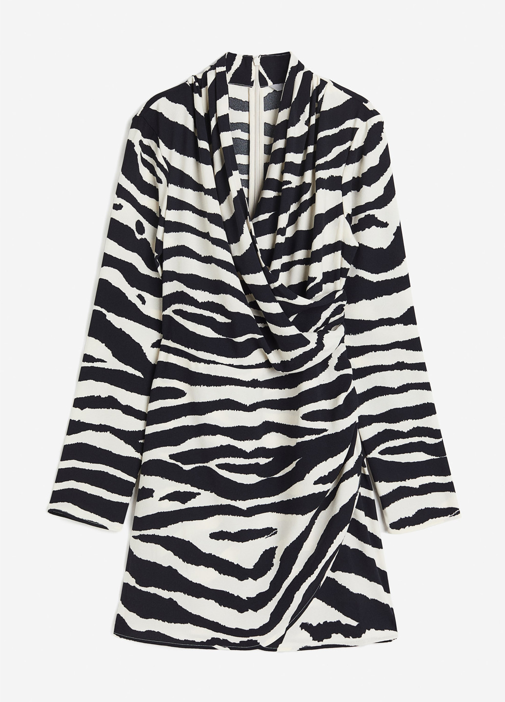 Черно-белое кэжуал платье на запах H&M зебра