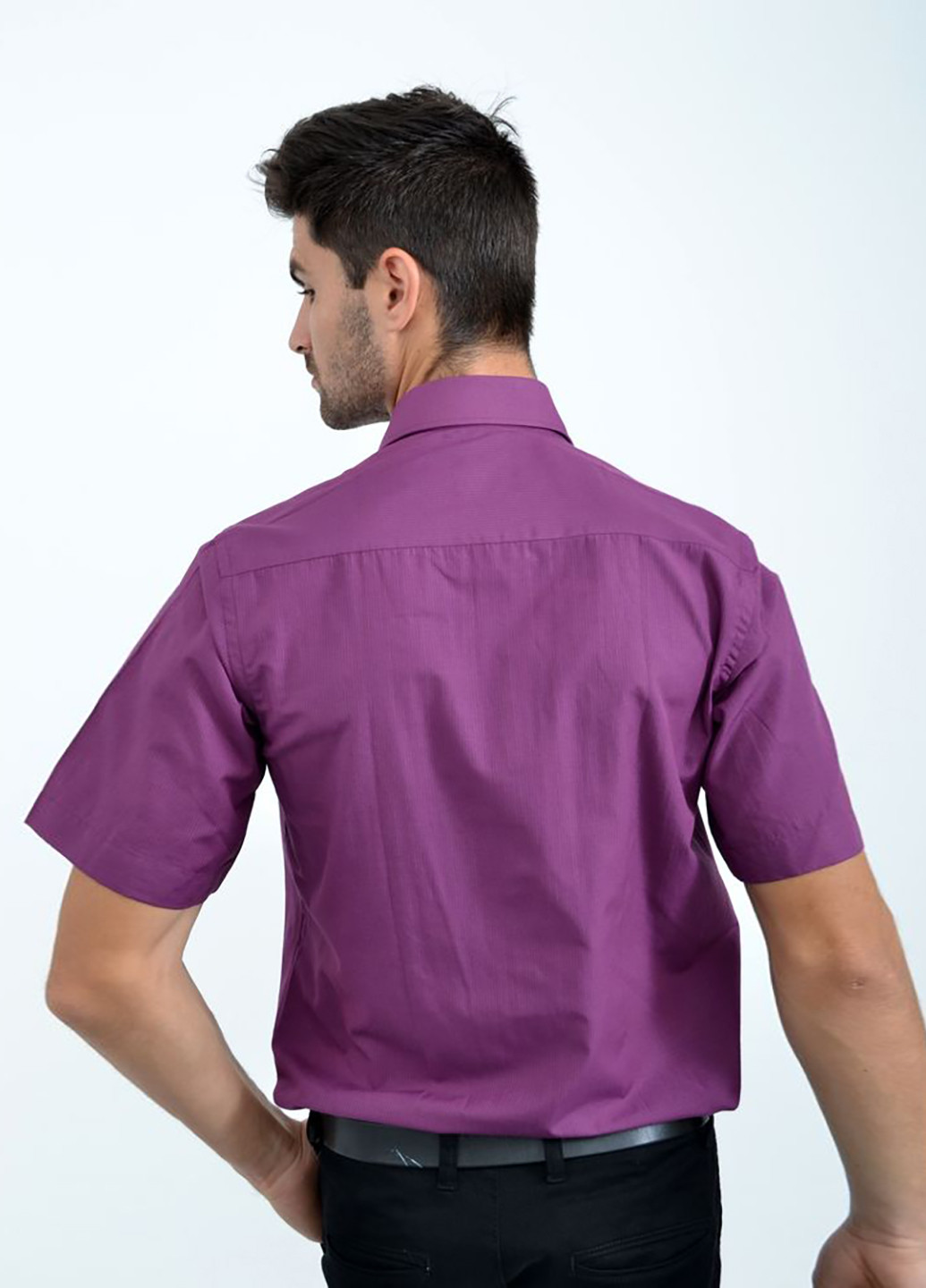 Сиреневая кэжуал рубашка однотонная Ager с коротким рукавом