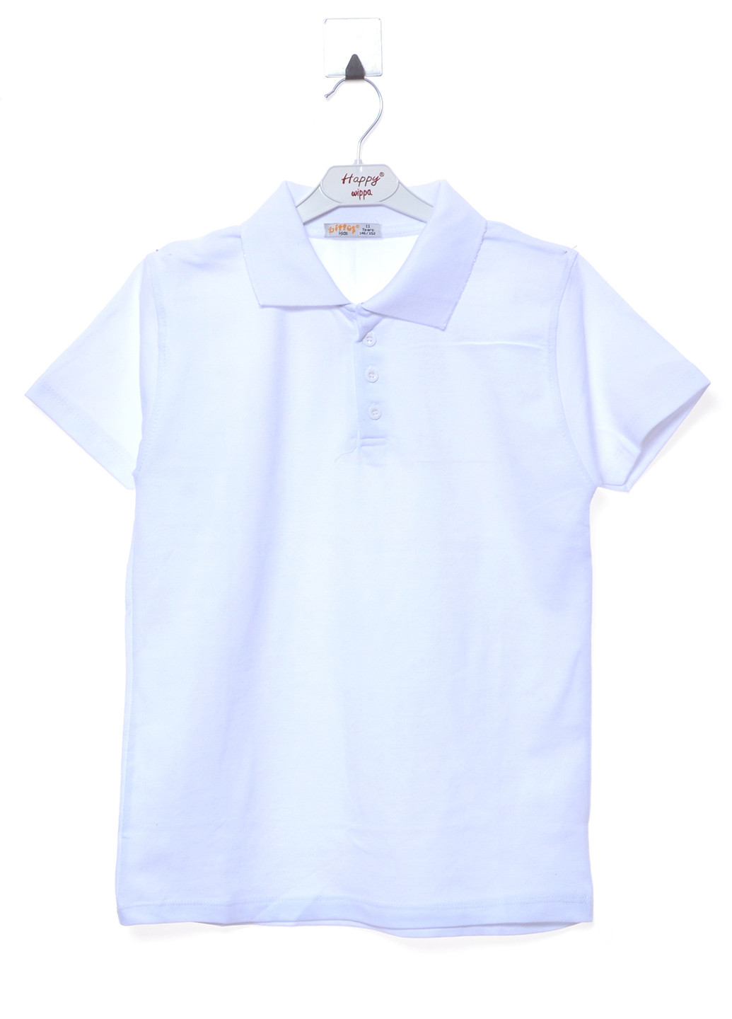 Белая детская футболка-поло для мальчика Bittos однотонная