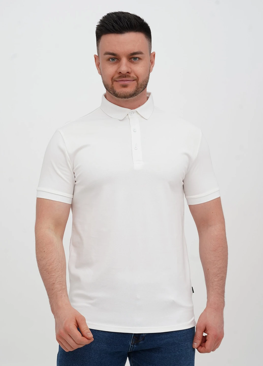 Белая футболка-поло для мужчин Trend Collection однотонная