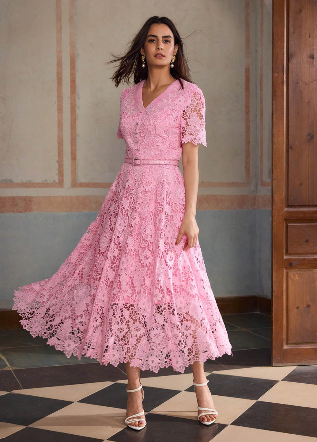 Рожева вечірня сукня кльош SHEIN однотонна