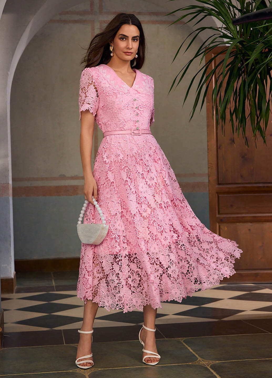 Рожева вечірня сукня кльош SHEIN однотонна