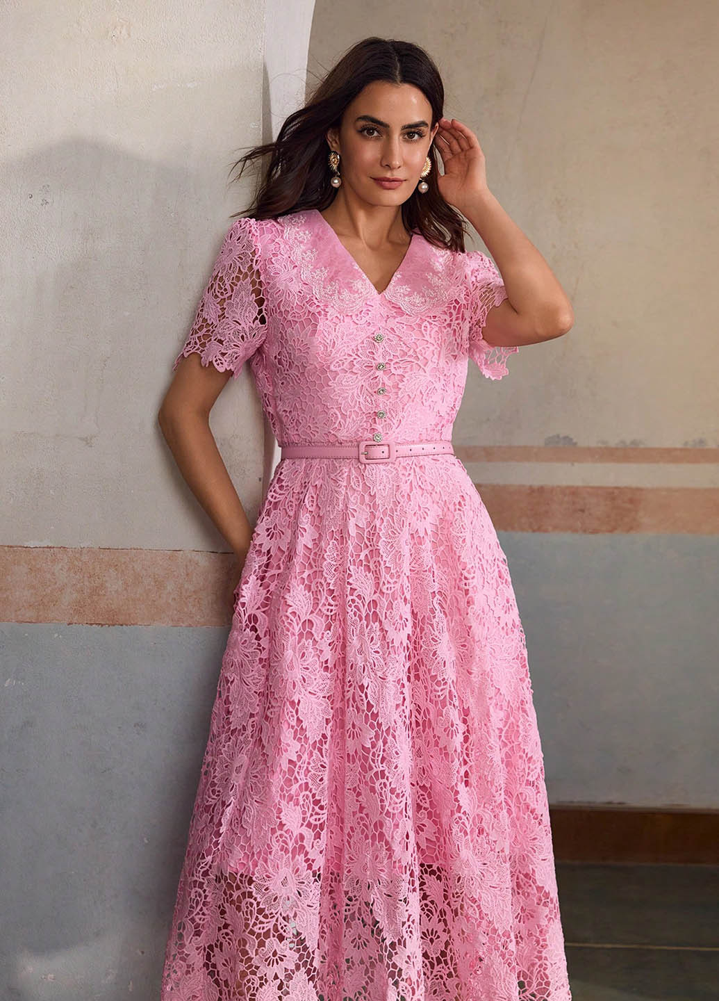 Рожева вечірня сукня кльош SHEIN однотонна