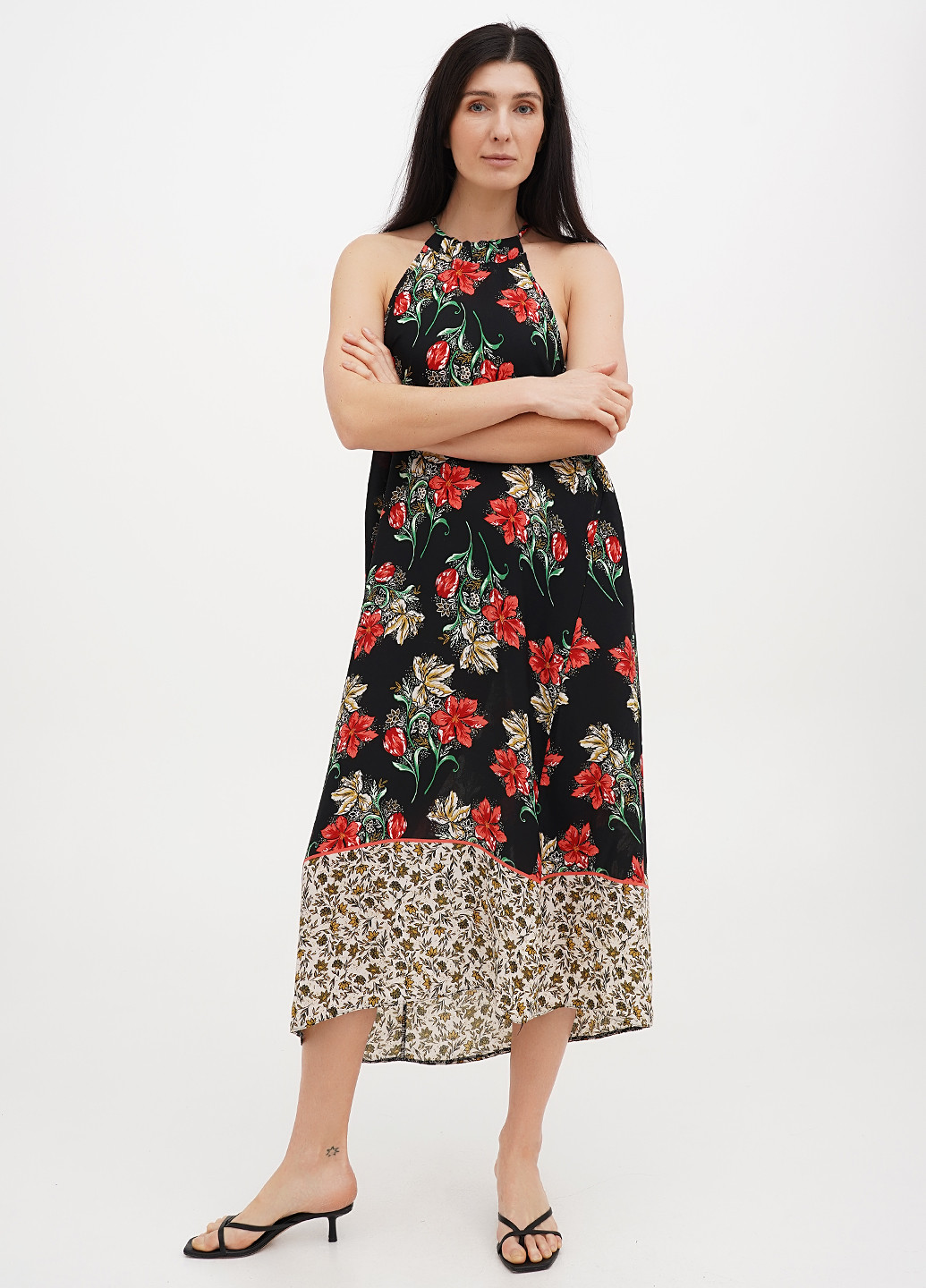 Чорна кежуал сукня а-силует Vicolo з квітковим принтом
