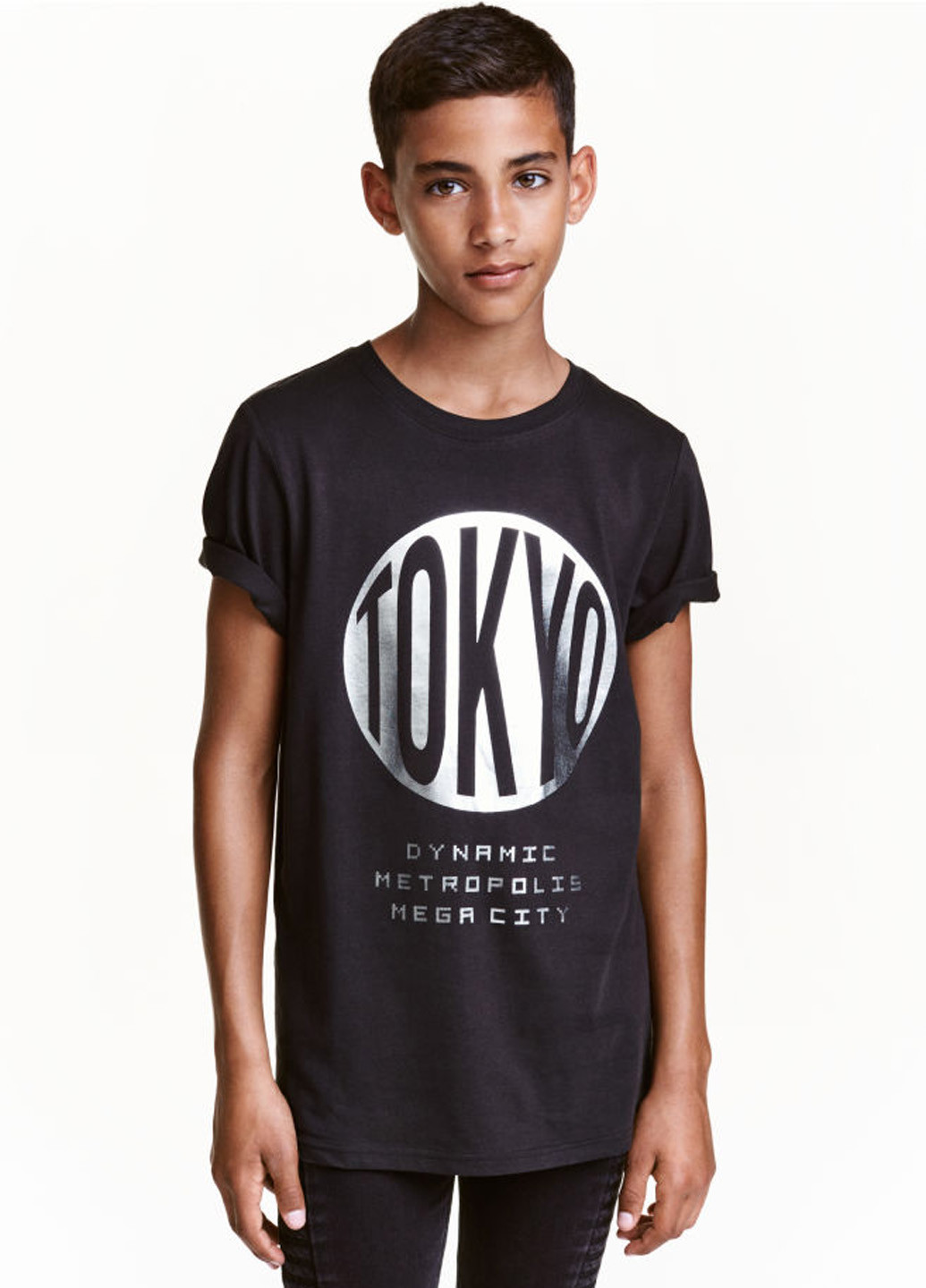 Черная летняя футболка с коротким рукавом H&M