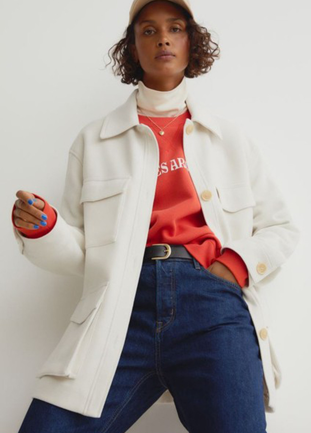 Молочная демисезонная куртка куртка-пиджак H&M