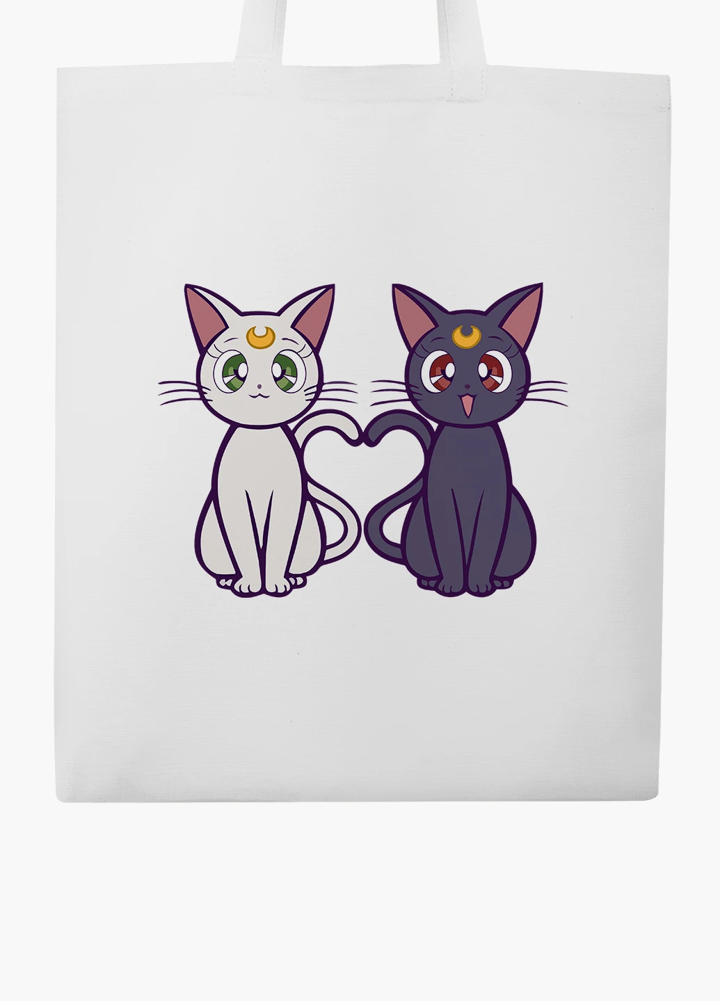 Эко сумка шоппер белая Луна Кошки Сейлор Мун (anime Sailor Moon Cats) (9227-2849-WT2) Еко сумка шоппер біла 41*35 см MobiPrint (221683000)
