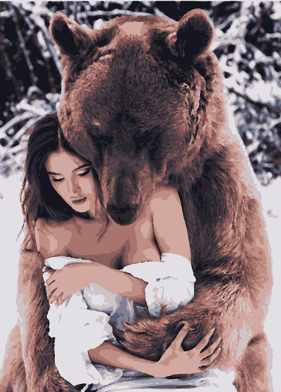 Картины по номерам "Девушка и медведь" 50*60 см No Brand (254583875)