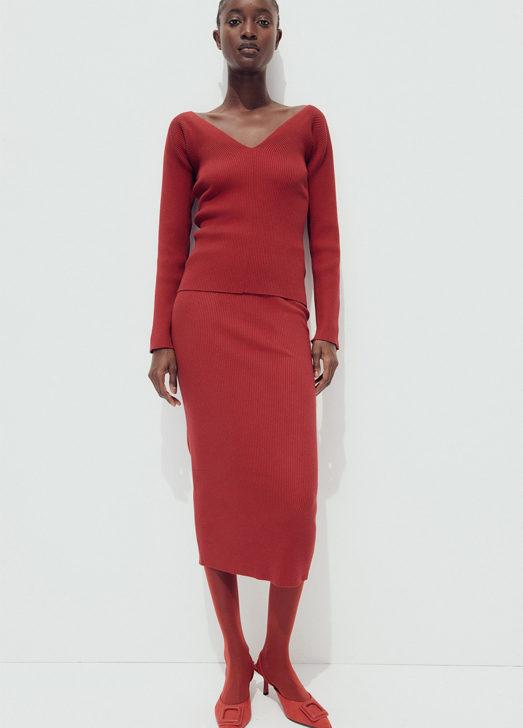 Красная кэжуал однотонная юбка H&M