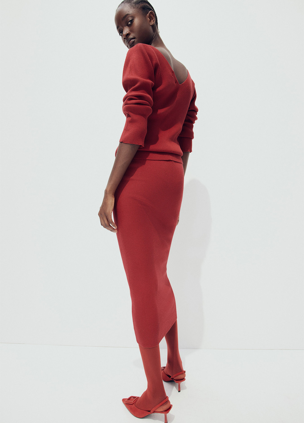 Красная кэжуал однотонная юбка H&M