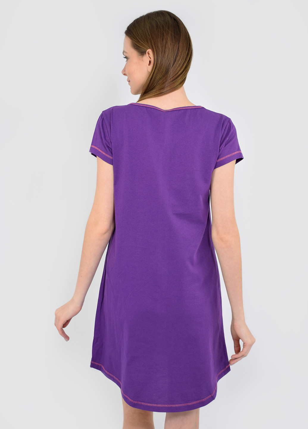 Фіолетова домашній сукня коротка NEL з малюнком