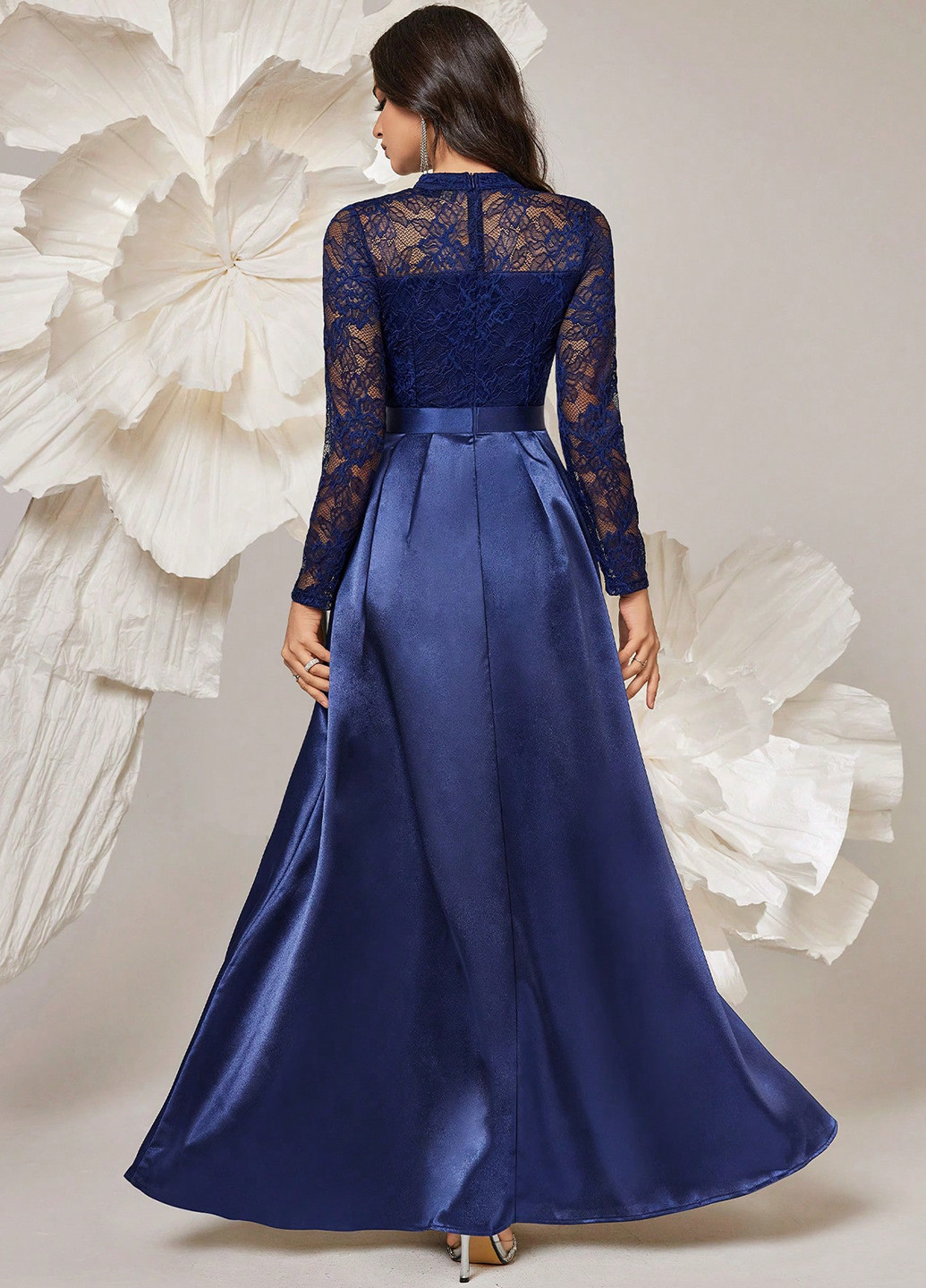 Темно-синя вечірня, святковий сукня кльош SHEIN однотонна