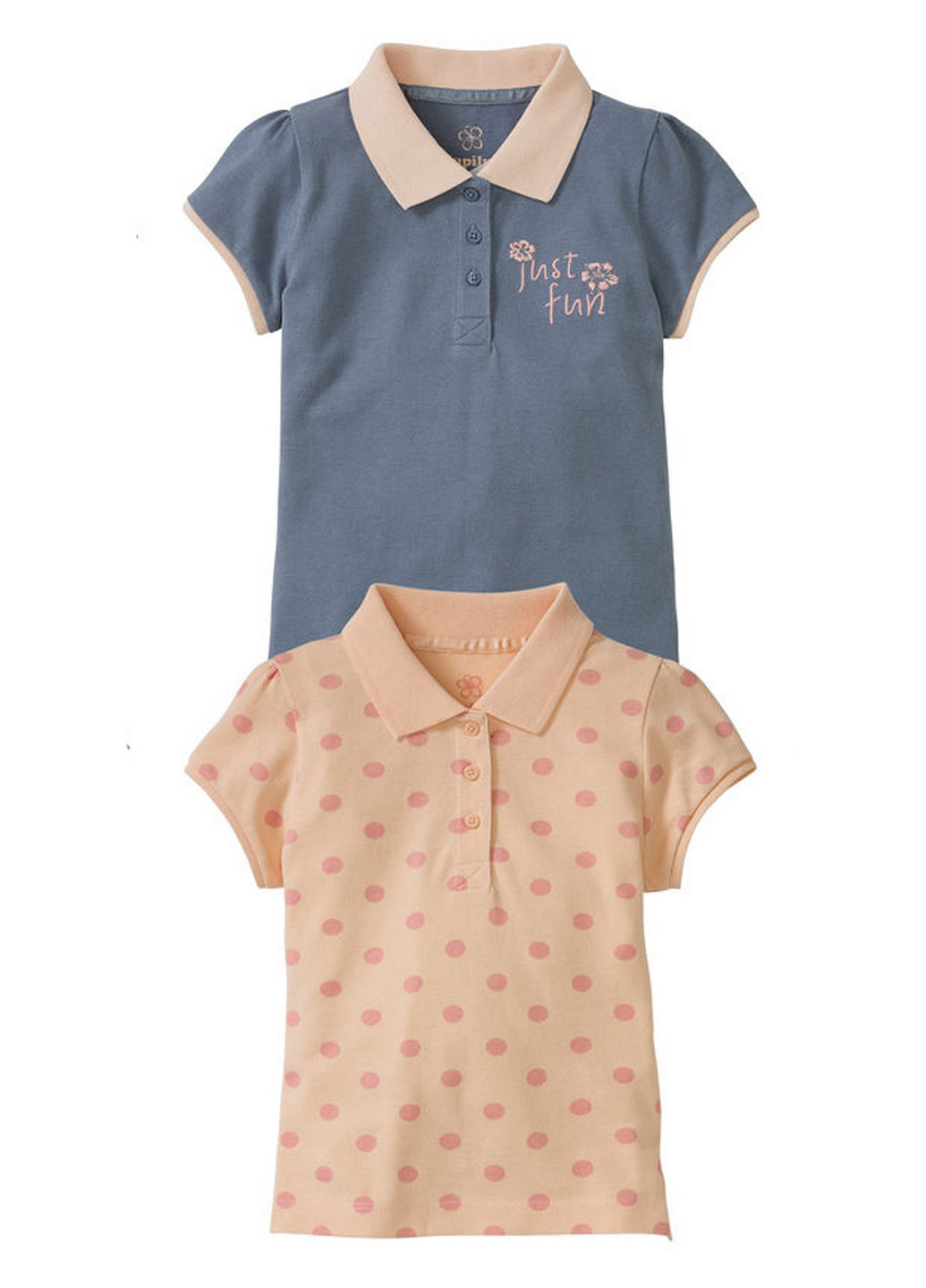 Цветная детская футболка-поло (2 шт.) для девочки Lupilu в горошек