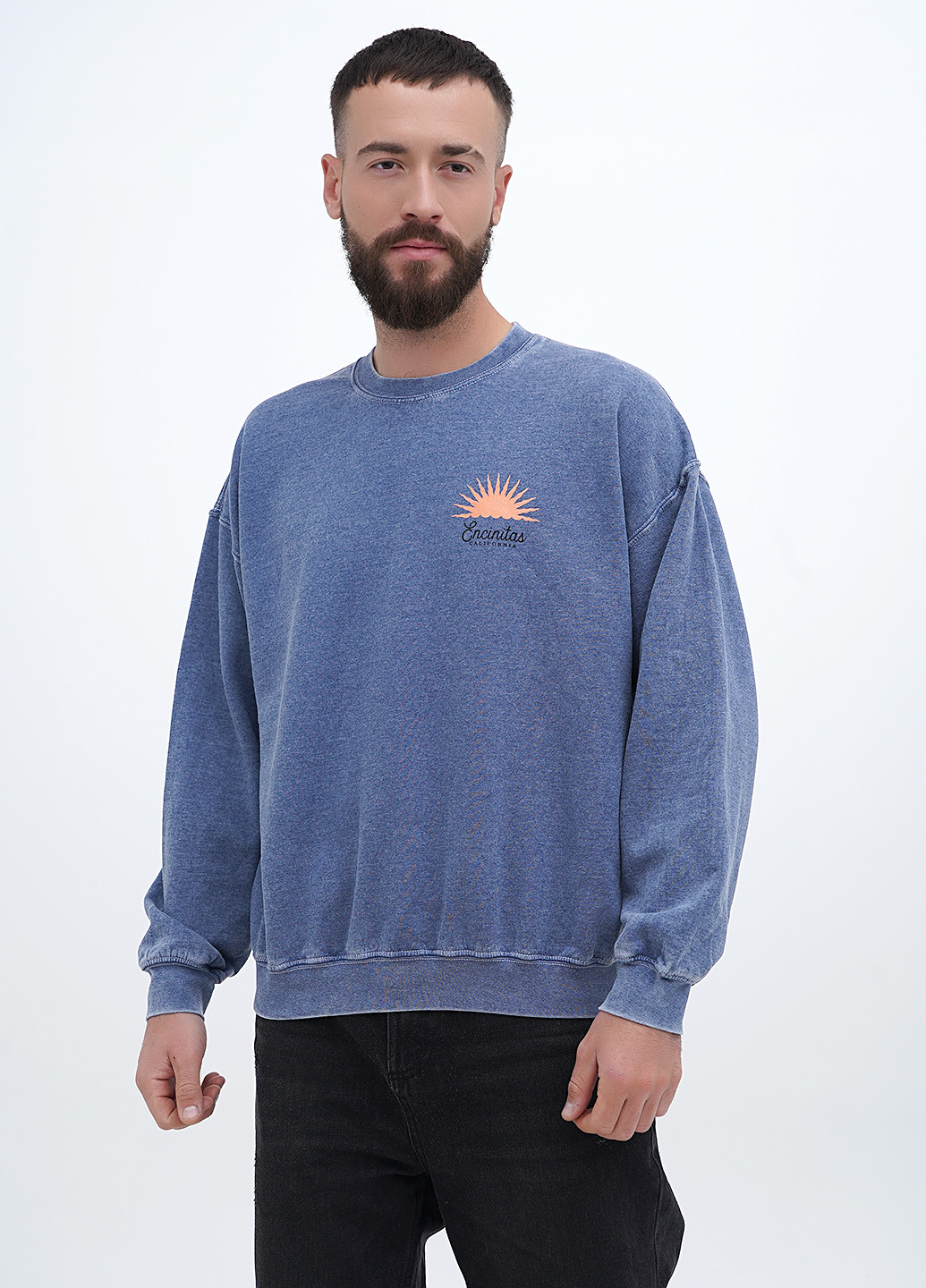 Светло-синий свитшот Yesterdays меланж без декора (307174811)