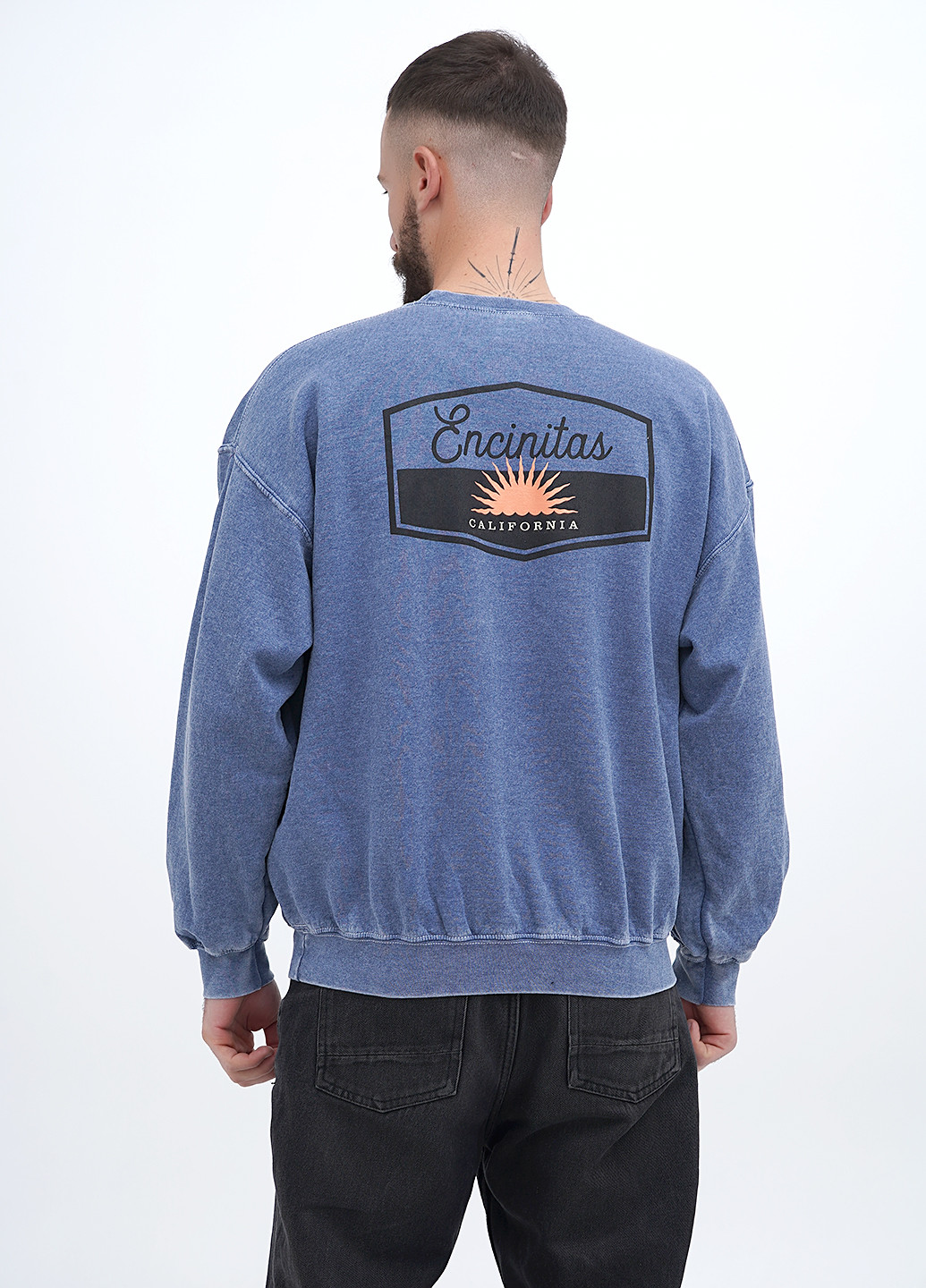 Светло-синий свитшот Yesterdays меланж без декора (307174811)