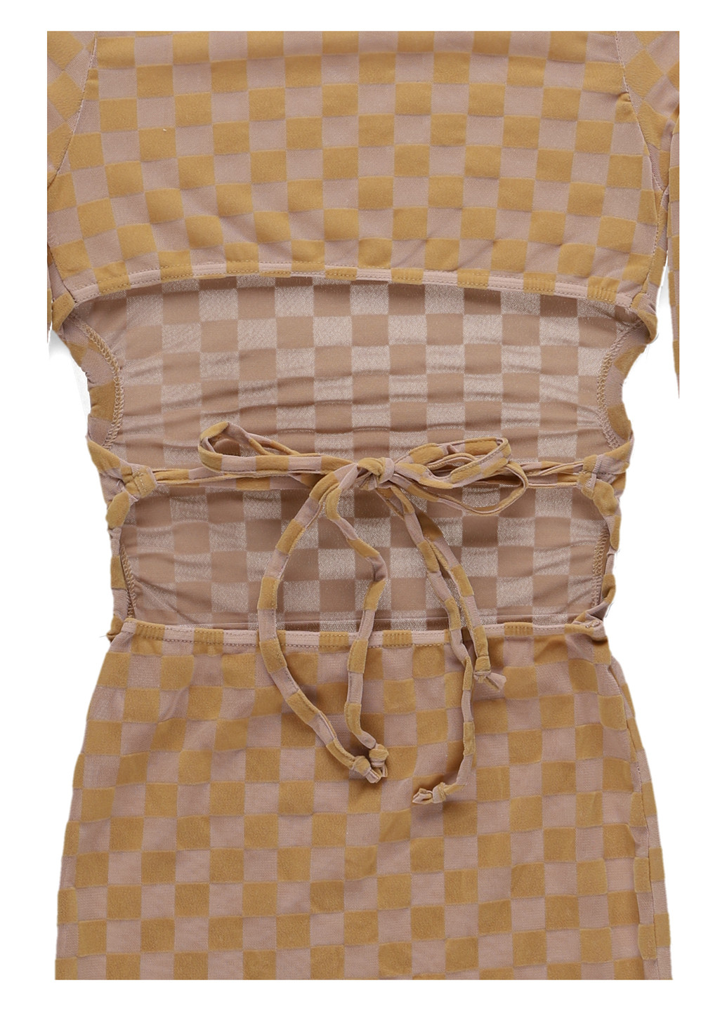 Бежева кежуал сукня з відкритою спиною PrettyLittleThing в клітинку