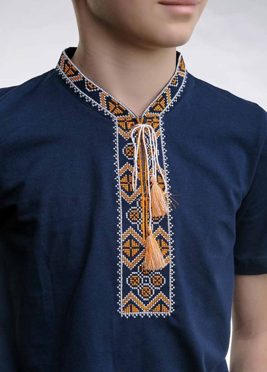 Вышиванка для мальчика с коротким рукавом Казацкая золотая вышивка Melanika (228500241)