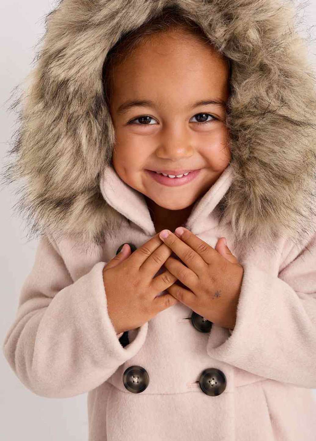 Бледно-розовое демисезонное Пальто двубортное C&A