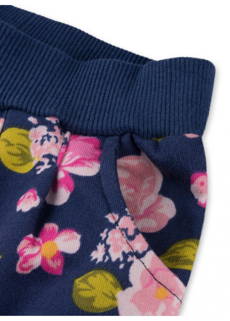Синий демисезонный костюм десткий с девочкой и штанишками в цветочек (8075-104/g-pink) Breeze