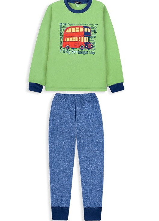 Зеленая зимняя детская пижама для мальчика pgm-20-3 Габби