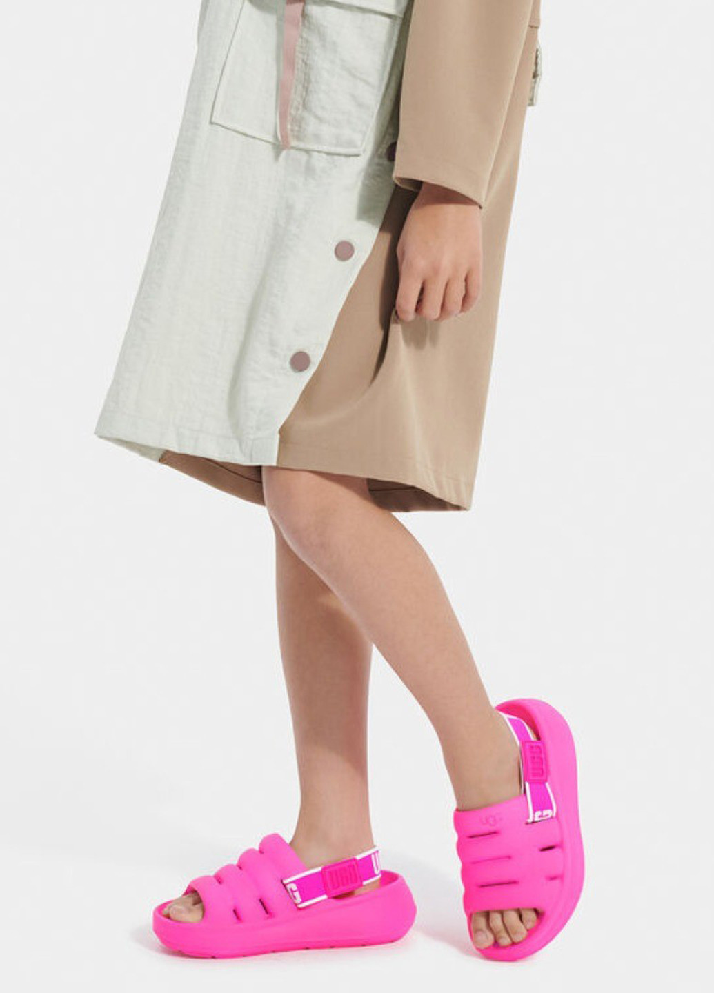 Розовые пляжные, кэжуал сандалии UGG на липучке