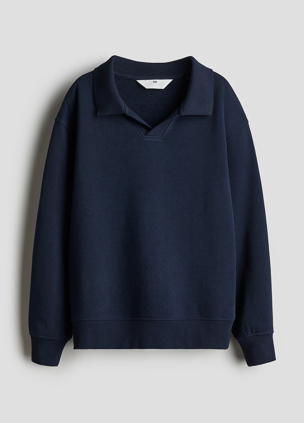 Темно-синяя детская футболка-поло для мальчика H&M однотонная