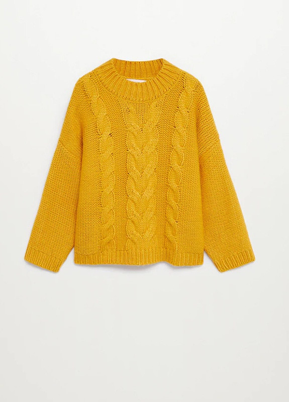 Желтый зимний вязаный свитер для девочки Mango
