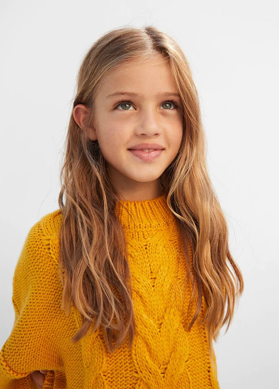 Желтый зимний вязаный свитер для девочки Mango