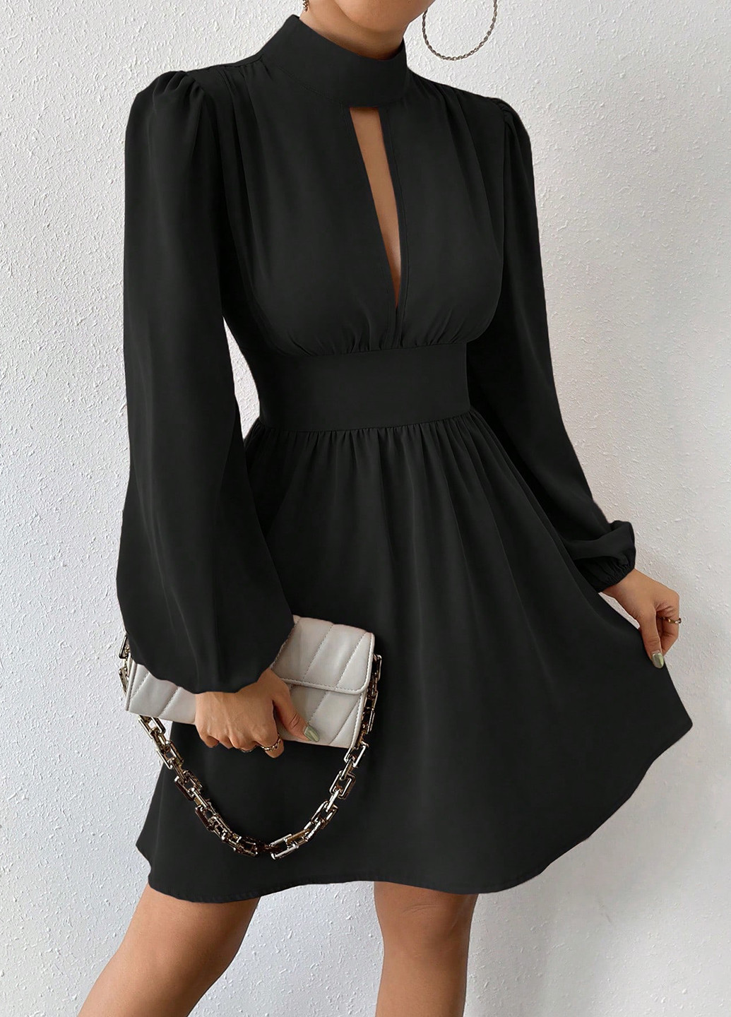 Чорна кежуал сукня кльош SHEIN однотонна