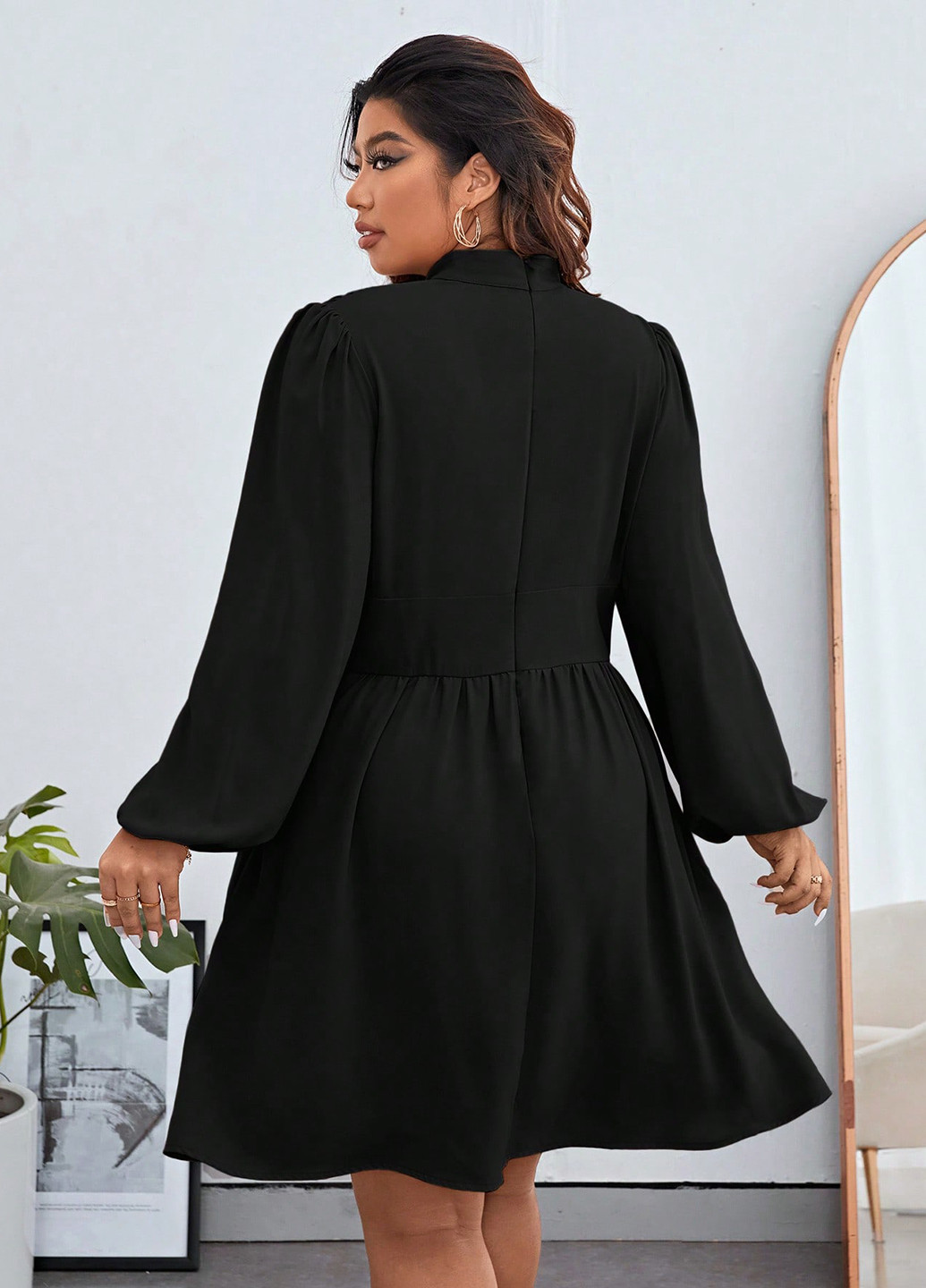 Чорна кежуал сукня кльош SHEIN однотонна