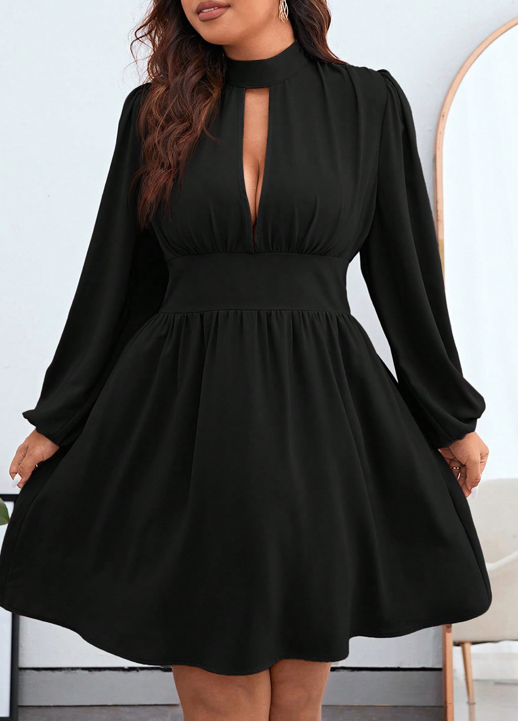 Чорна кежуал сукня кльош SHEIN однотонна