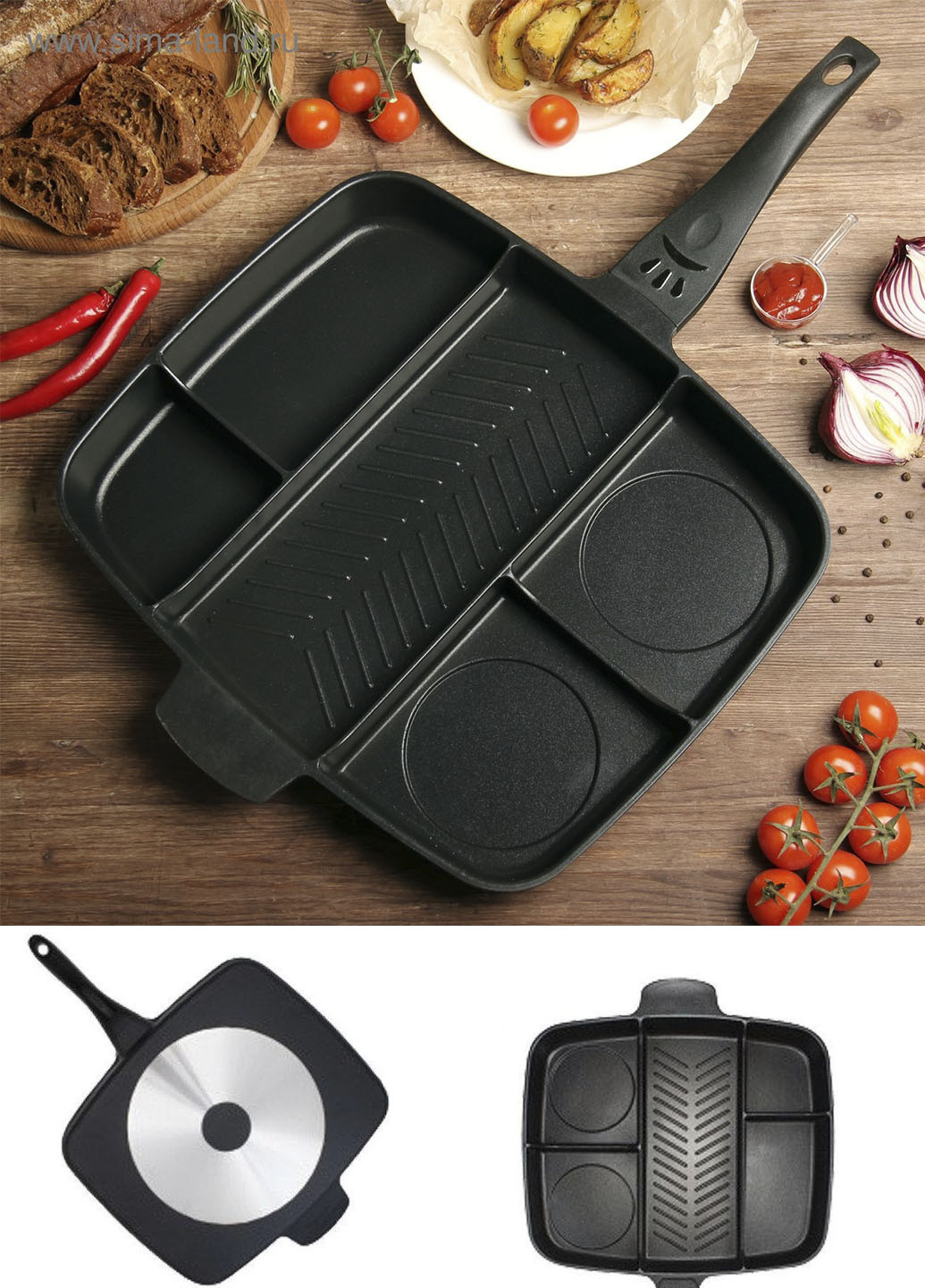 Сковорода гриль з антипригарним покриттям на 5 секцій Magic Pan XO (253151713)