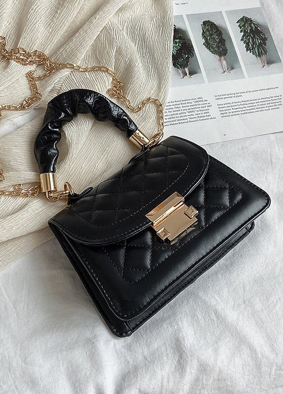 Женская классическая сумочка с ручкой кросс-боди через плечо на цепочке черная NoName (251204020)