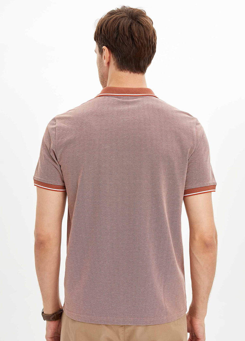 Светло-бордовая футболка-поло для мужчин DeFacto меланжевая