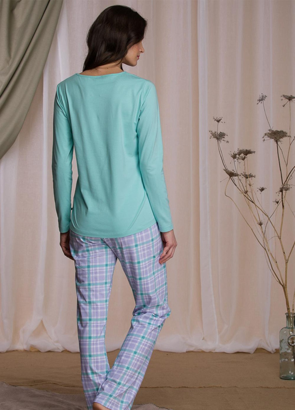 Темно-бирюзовая пижама женская m принт lns 422 b21 Key