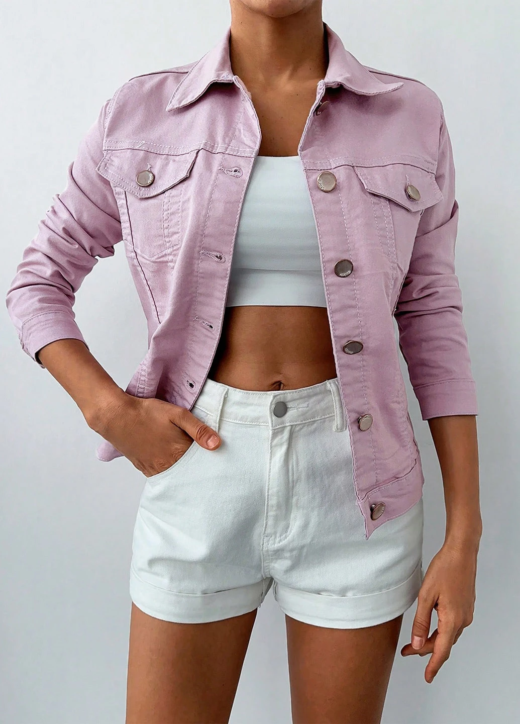 Лиловая демисезонная куртка SHEIN