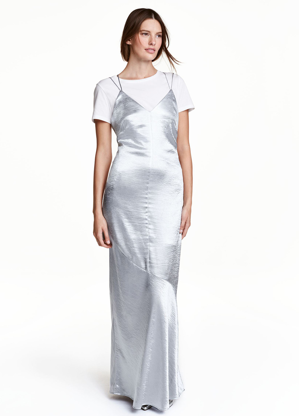 Серебряное кэжуал платье платье-комбинация H&M однотонное