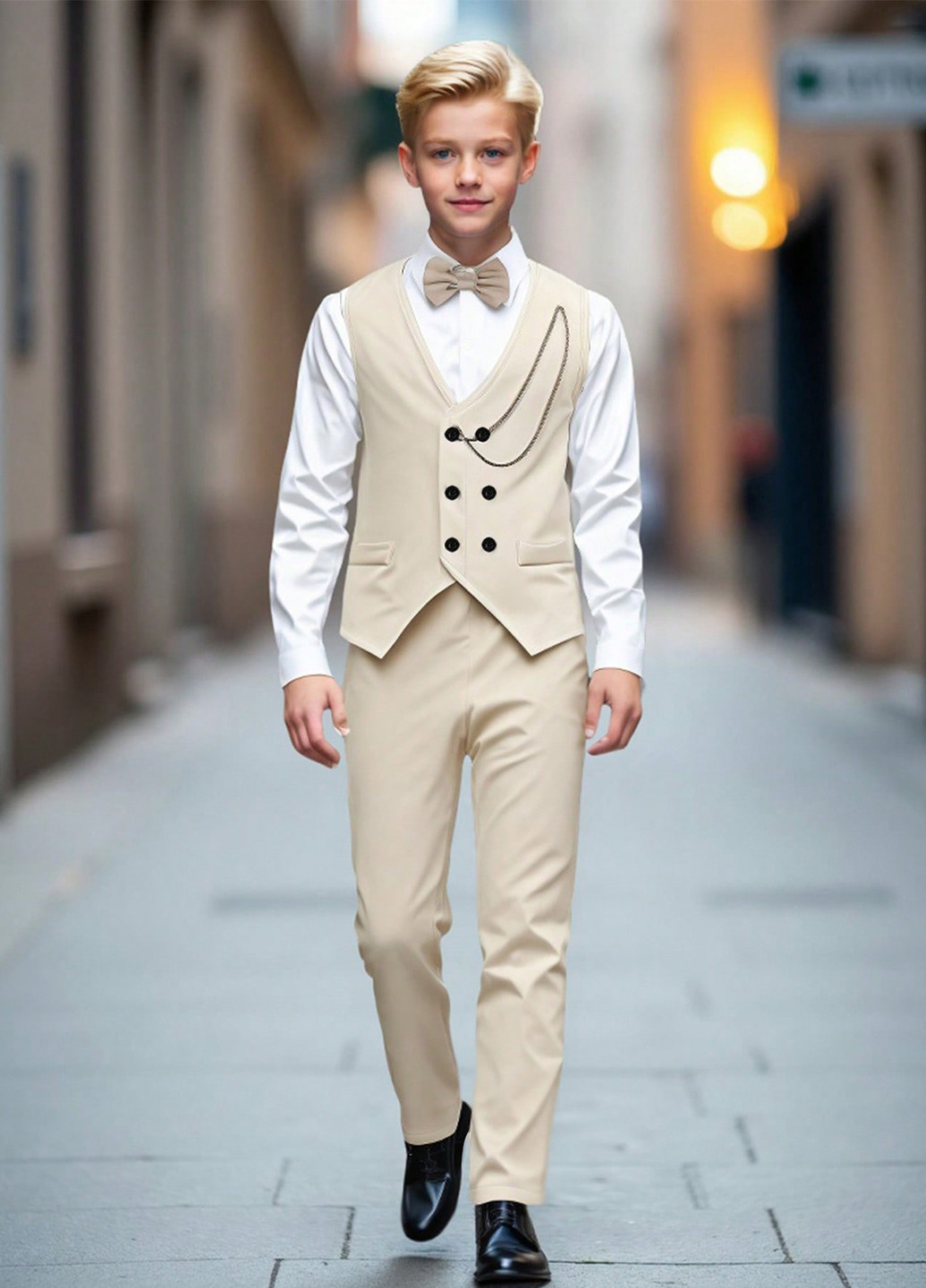 Комбинированный демисезонный комплект (жилет, рубашка, брюки) SHEIN